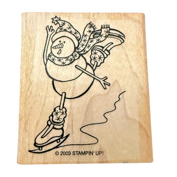 Stampin' Up! Other - Stampin' Up! Vintage 2003 Ice Skating Snowman Rubber Stamp